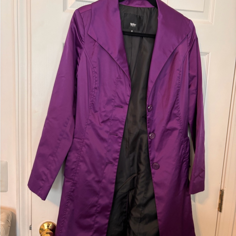 aMossimo Rich Purple Trench Coat Size S